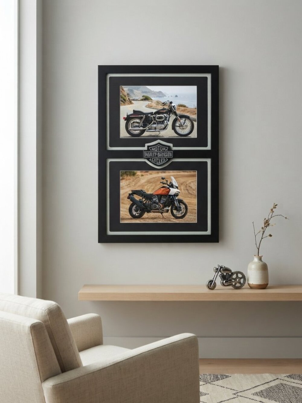 NWOT Harley Davidson Vintage Dual Photo Frame Black/White